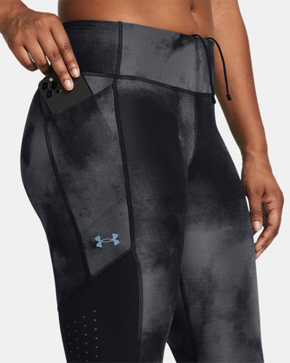 Women's UA Launch Printed Ankle Tights, Black, pdpMainDesktop image number 3